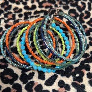 ARTIST MADE SEASCAPE COLORS BEADED CUFF BRACELET